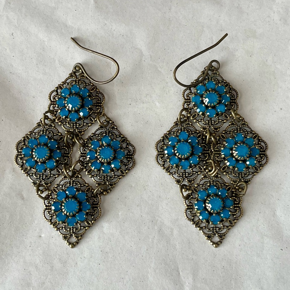 Kenny Ma Vintage-Inspired Turquoise Floral Earrings